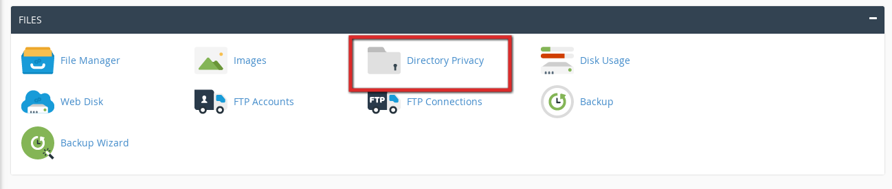 section from cPanel